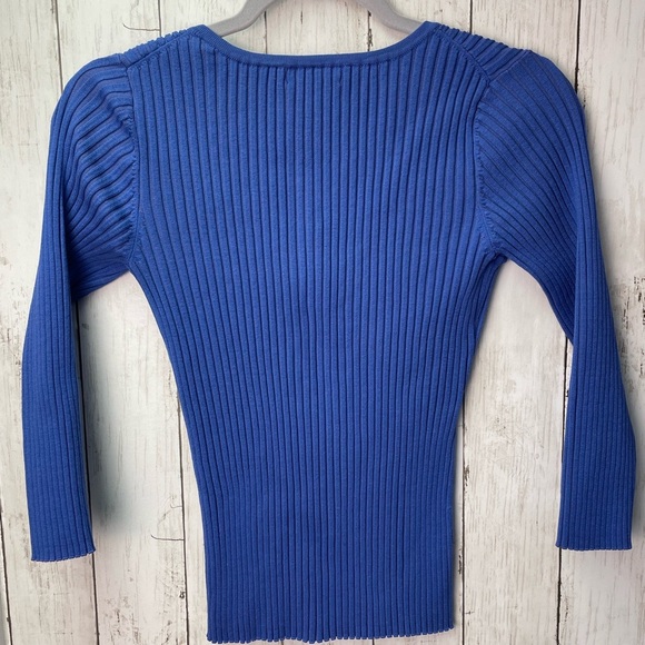 Cable & Gauge Royal Blue Ribbed Cardigan size Large - Picture 4 of 7